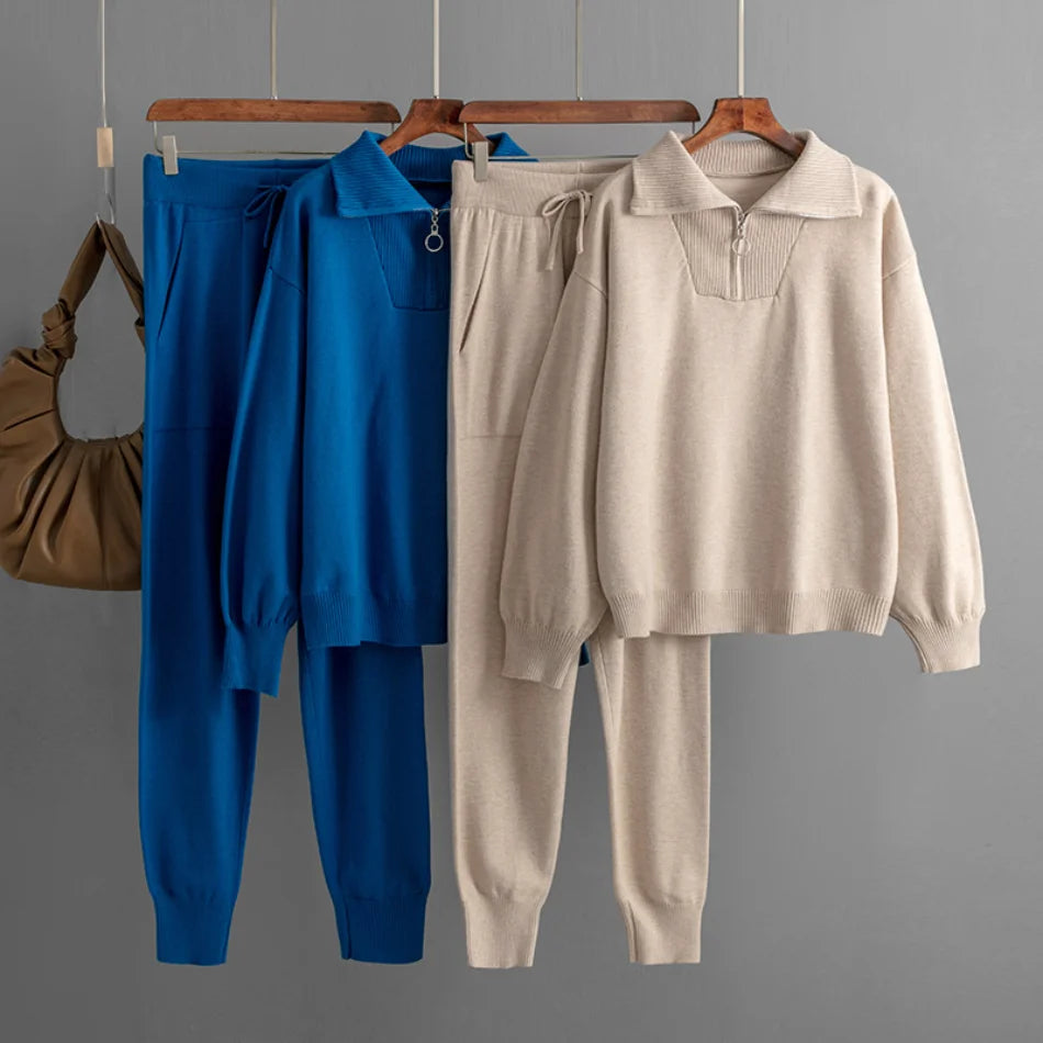 Women's Knitted Suit™ 2 Piece Sets Outfit Trouser Oversized Casual Sweaters Jogging Knitwear Tracksuit