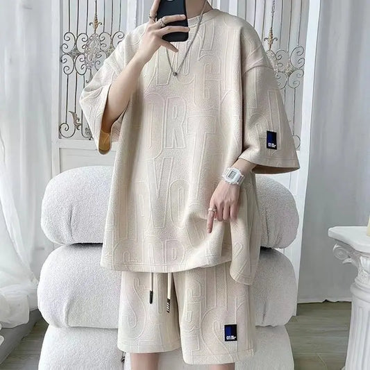Men's Waffle Summer Suit™ Casual T-shirt and Shorts Suit
