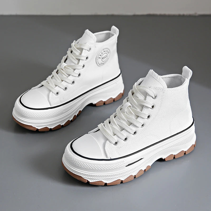 Women's Sneakers™ Lace-Up Casual Platform Height High Top Vulcanize Shoes