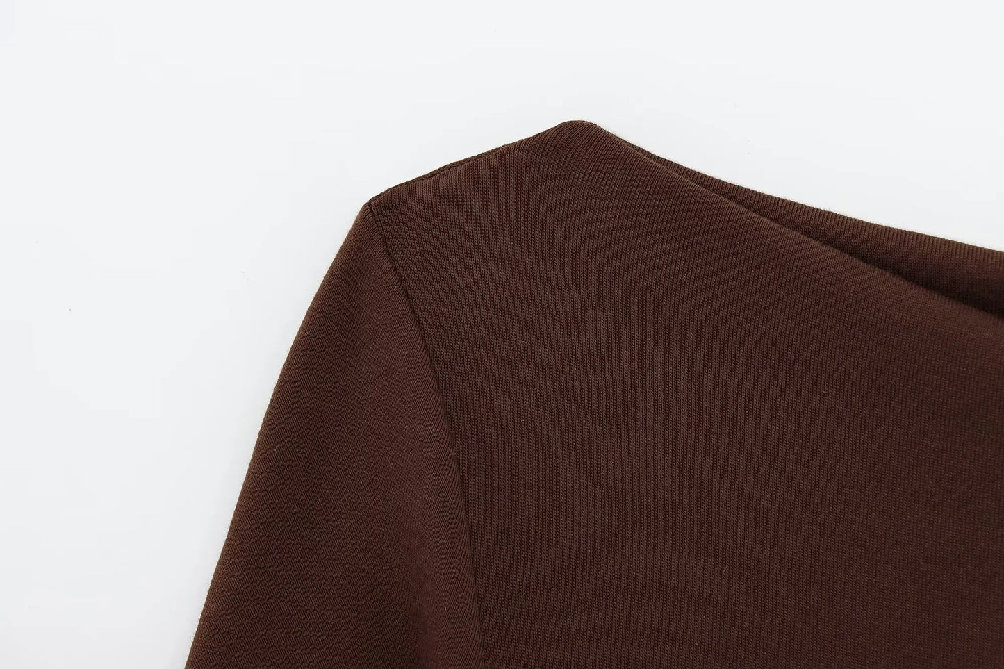 Women Dress™ TRAFZA Long Sleeve Dress Layered Hem Stretch Slim Brown Short Dress