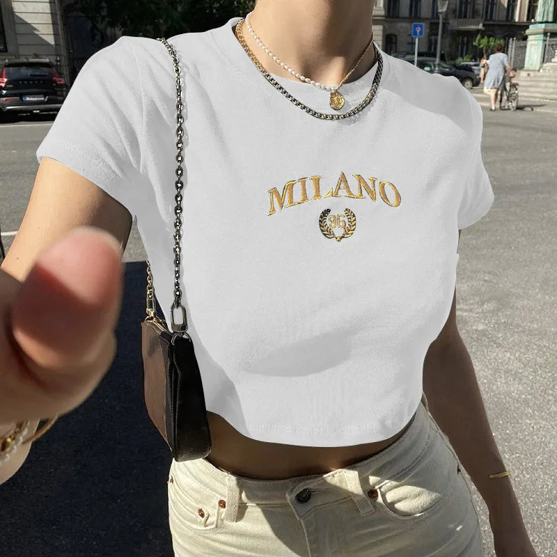 Women's Summer Crop T-shirt™ Short Sleeve O-Neck Cropped Tops