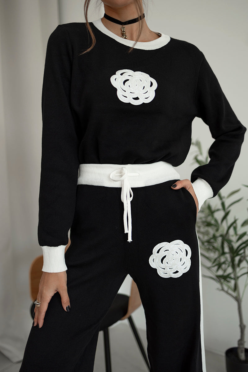 Women's Knitted Tracksuit™ Floral Sweater & Pants Matching Sets