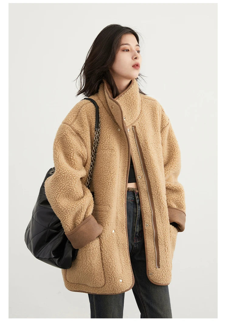 Women's Jackets™ CHIC VEN Thick Warm Solid Suede Reversible Outer Loose Coat