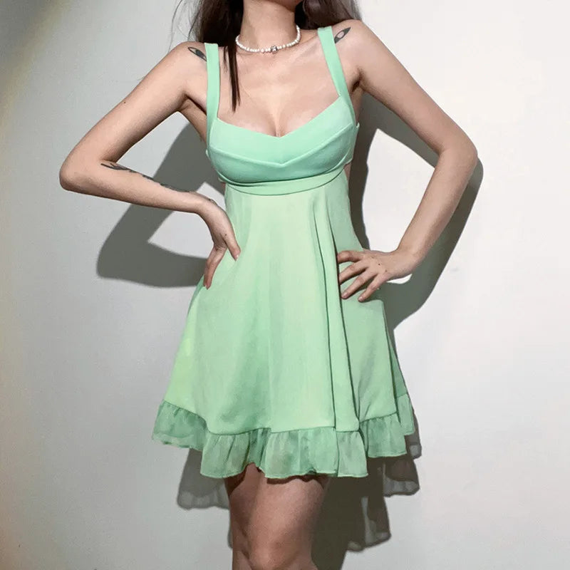 Women's Cutout Slim Sling Dress™ Backless Ruffle Dress
