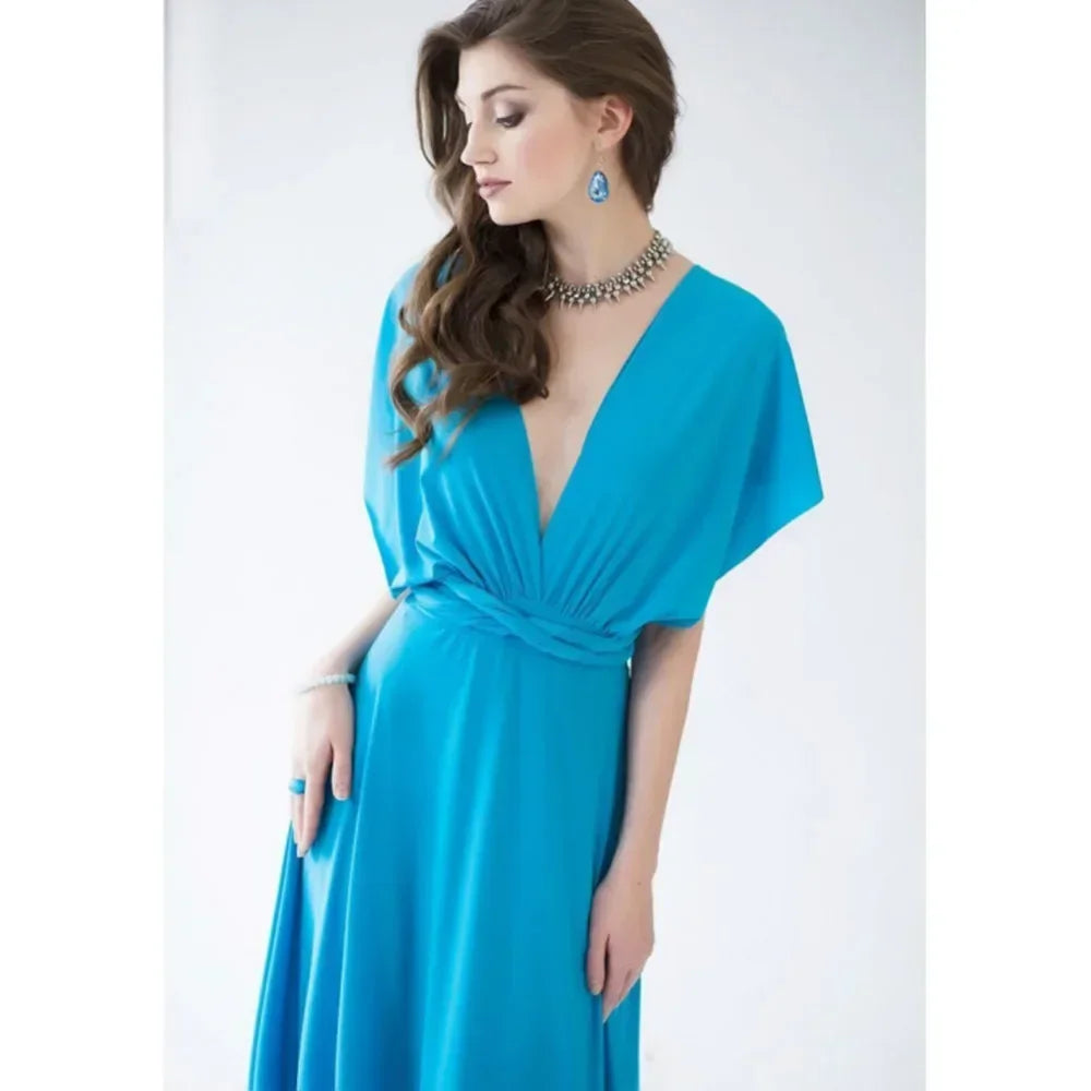 Women's Multi-worn V-neck Long Dress™ Strapped Summer Maxi Dress