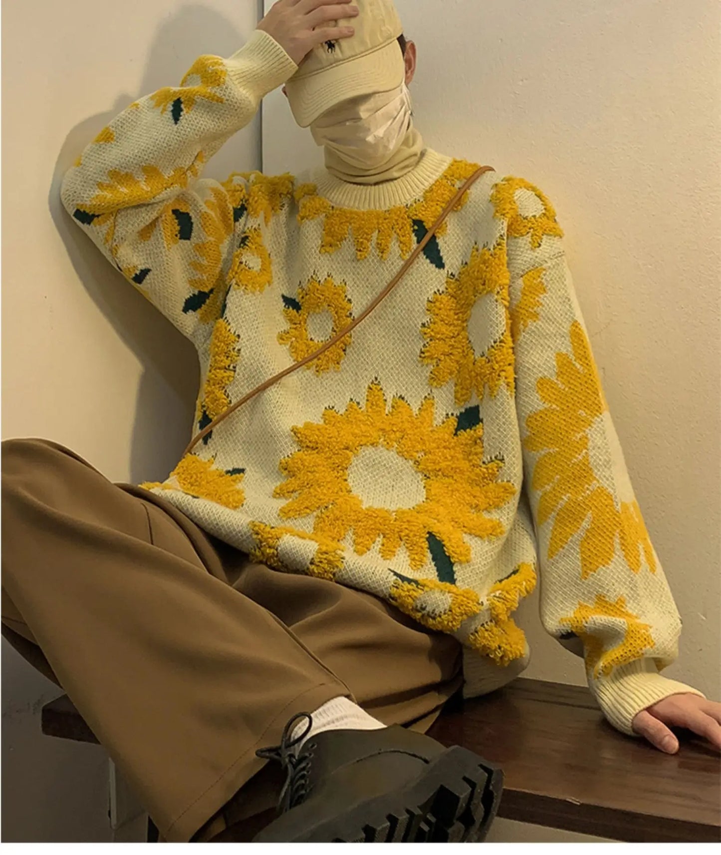 Men's Flocking Floral Sweater™ Baggy Spring Autumn Japanese Style Retro Knitwear