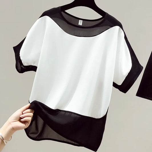 Women's Summer T-Shirt™ Loose Solid Short O-Neck Batwing Sleeve Blouses Shirt