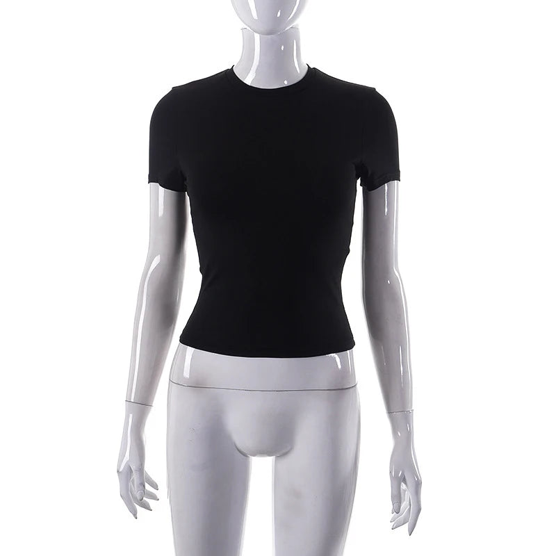 Women's Short Sleeve T-Shirt™ Solid Simple Casual Soft All-Match Basic Crop Tops