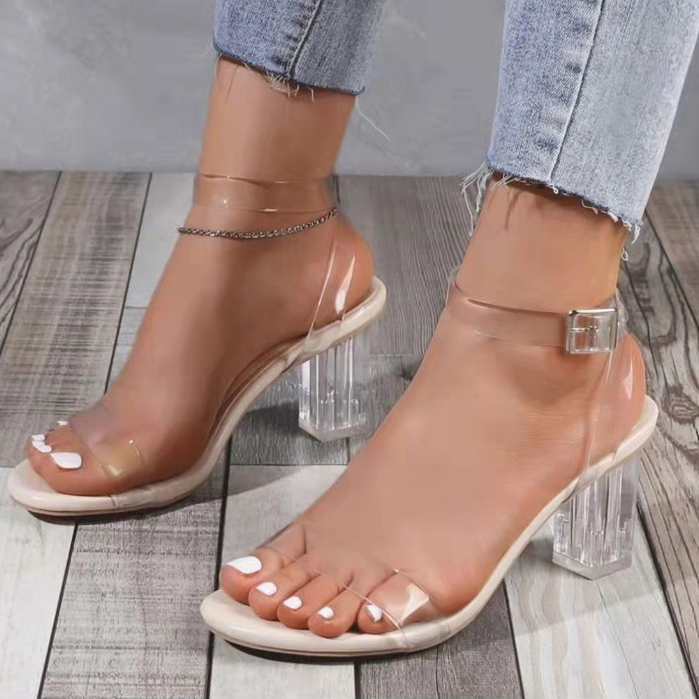 Women's Jelly Crystal Chunky Heel Sandals™ Transparent Summer High Heels Sandals