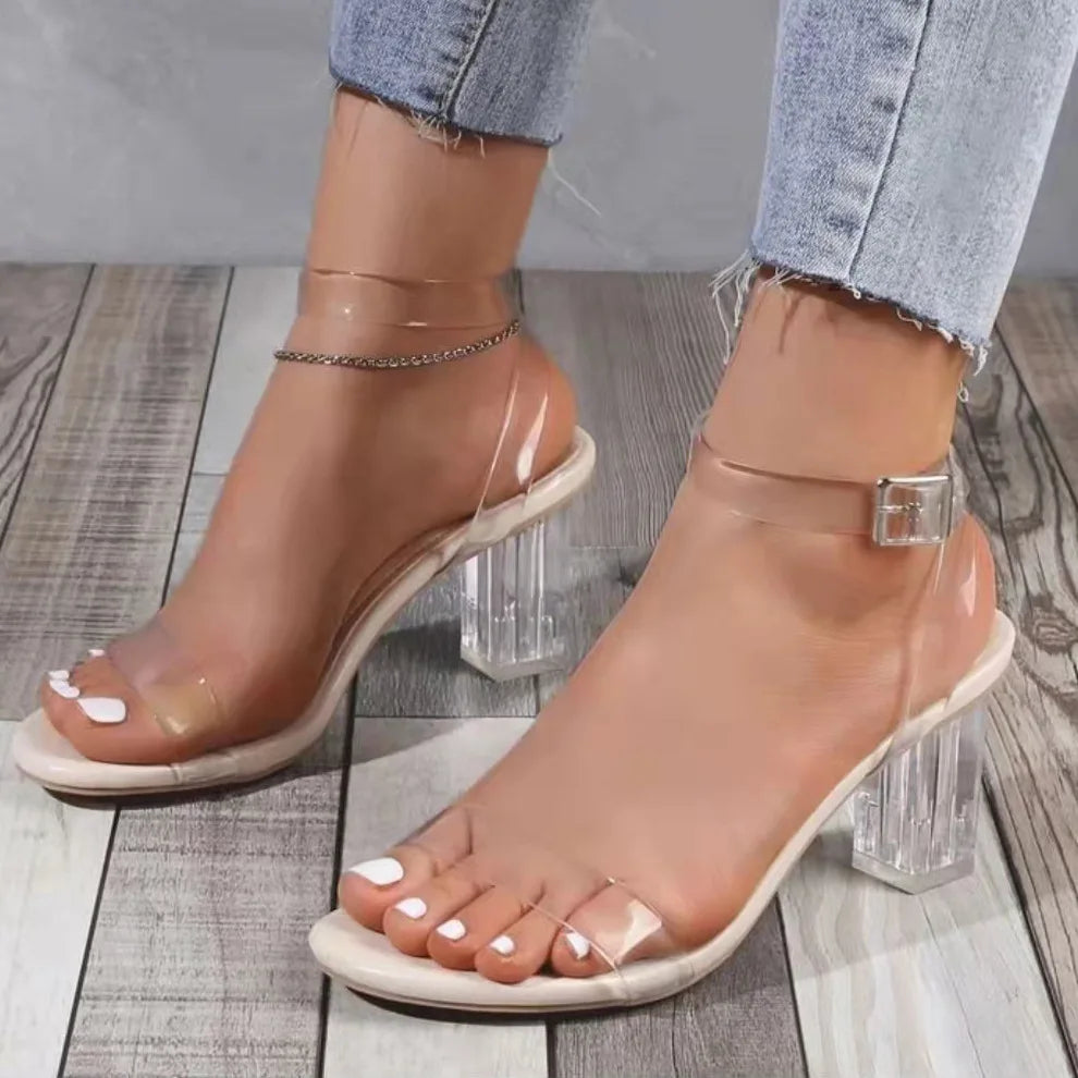 Women's Jelly Crystal Chunky Heel Sandals™ Transparent Summer High Heels Sandals