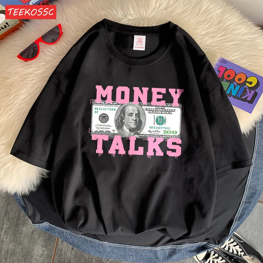 Women's T-Shirt™ Money Talks Us Dollar Short Sleeve T Shirts