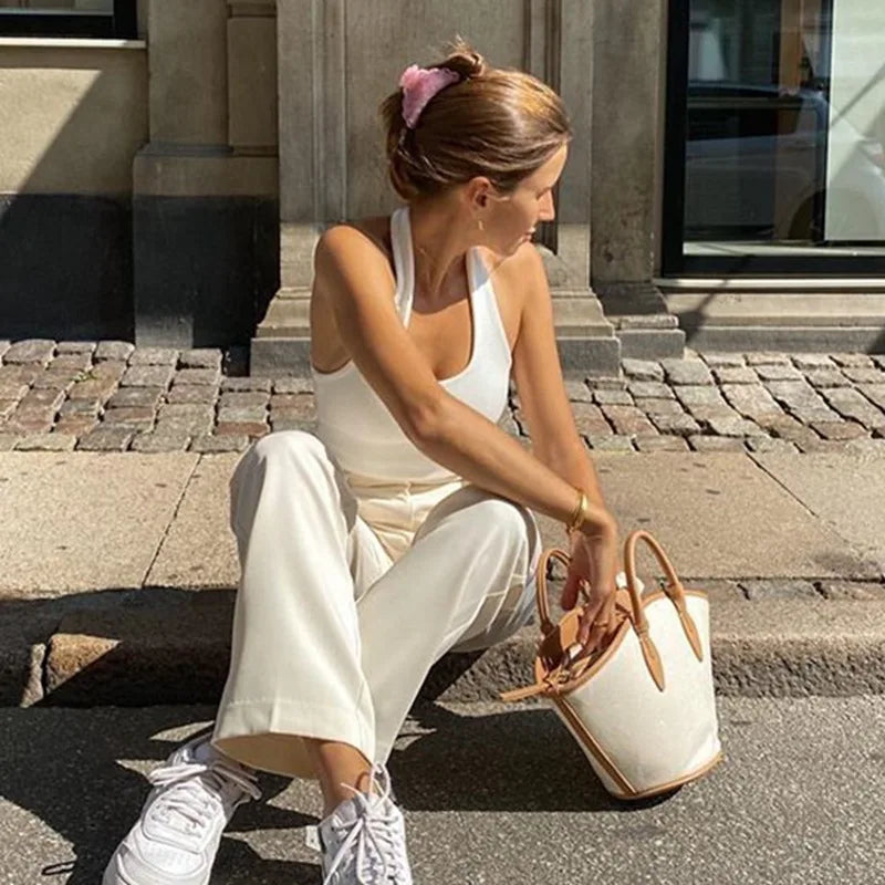 Women's Shirt™ Backless Ribbed Knit Tank Tops