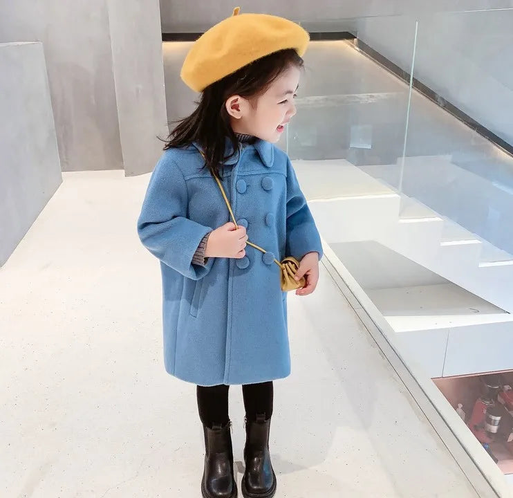 Girl's Long Cotton Coat™ Korean Style Thickened Double-breasted Jacket