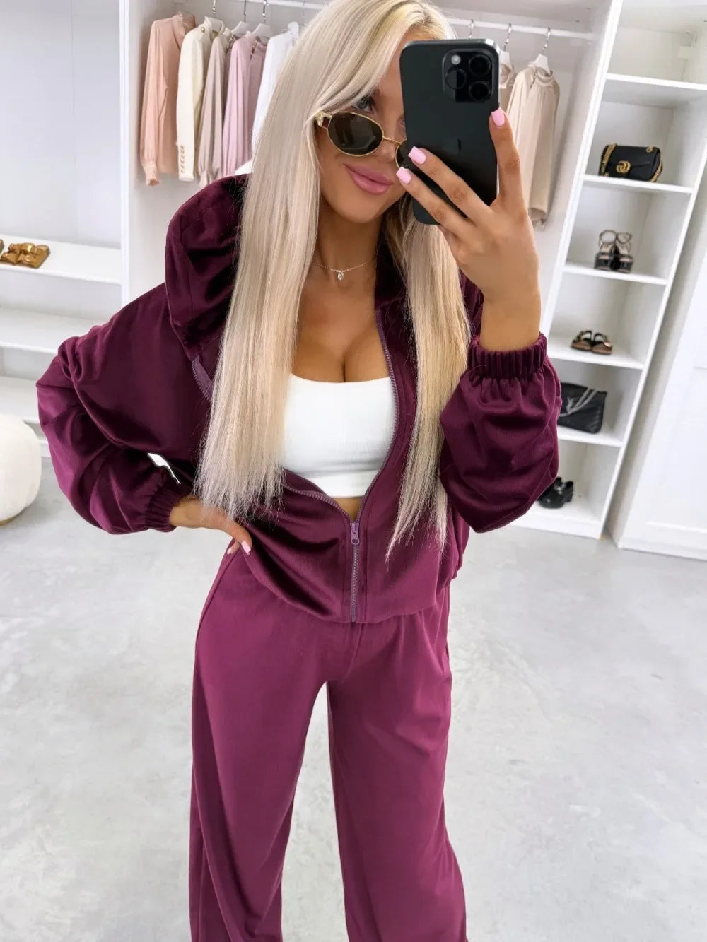 Women's  Casual Outfit™ Zipper Hooded Cardigan + Wide Leg Pants Two Piece Set