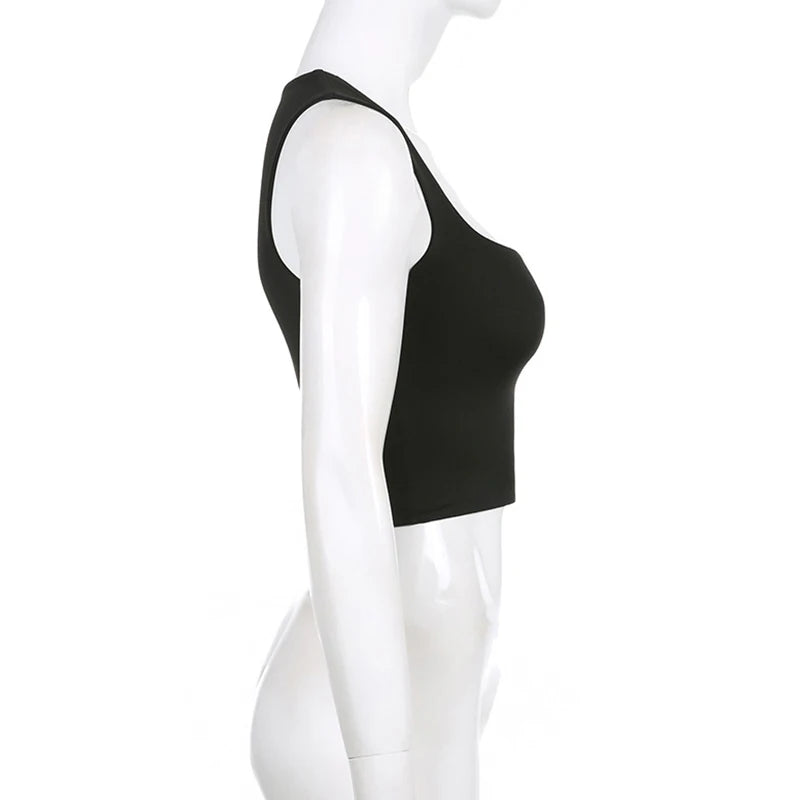Women's Sleeveless Collar Crop Tops™ Y2K Summer Black Tank Tops