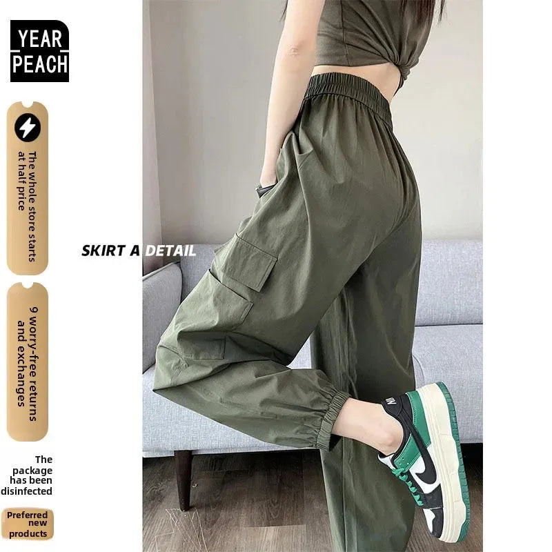Women's Thin High Waist Cargo Pants™ Long Drapey Quick Dry Trousers