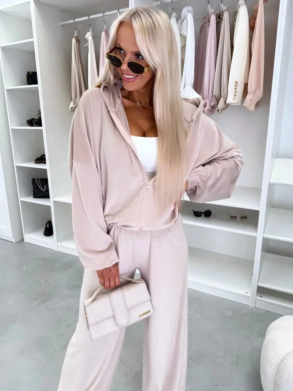 Women's  Casual Outfit™ Zipper Hooded Cardigan + Wide Leg Pants Two Piece Set