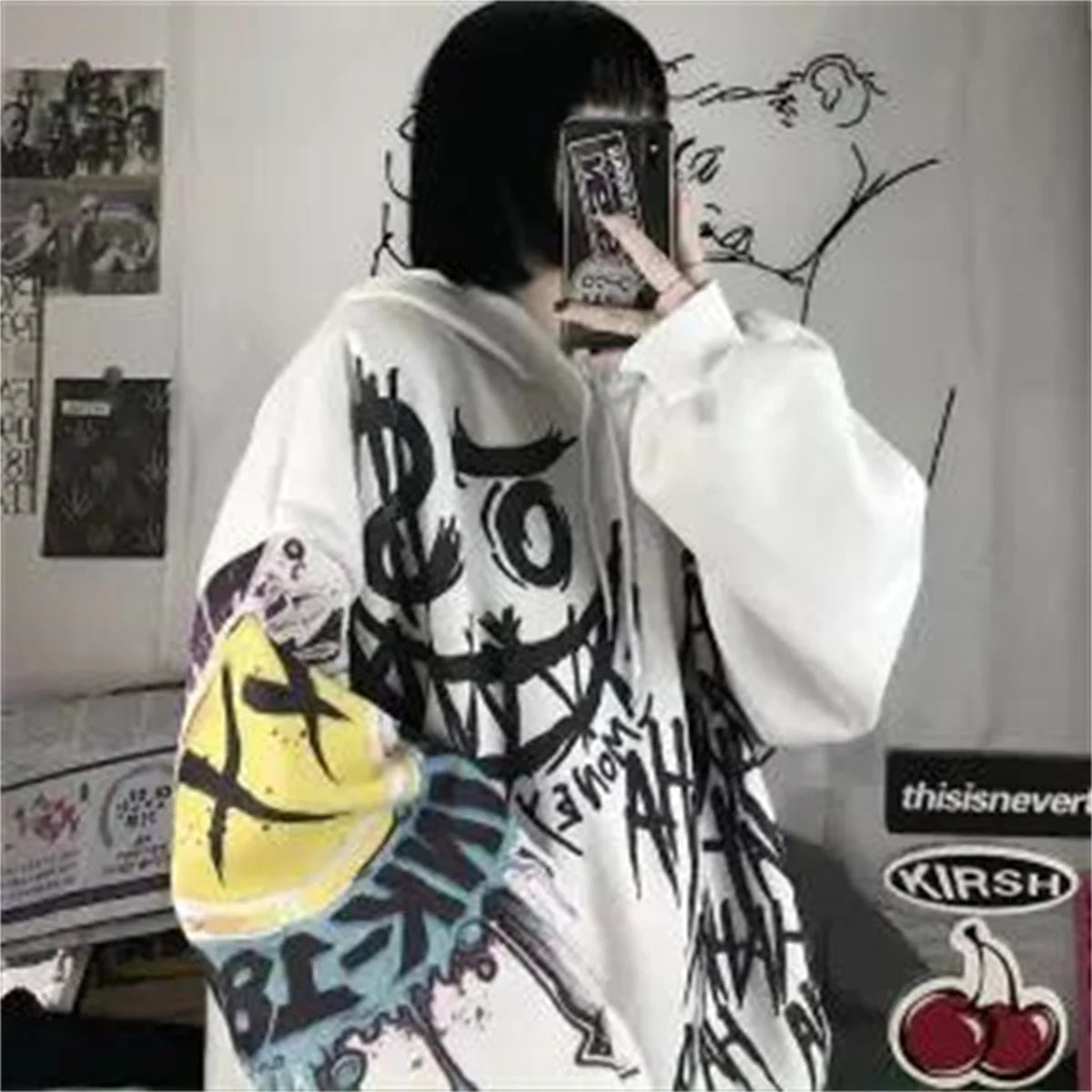 Women's Gothic Hoodie™ Japan Cartoon Hip Hop Punk Oversize Hoodie Sweatshirt