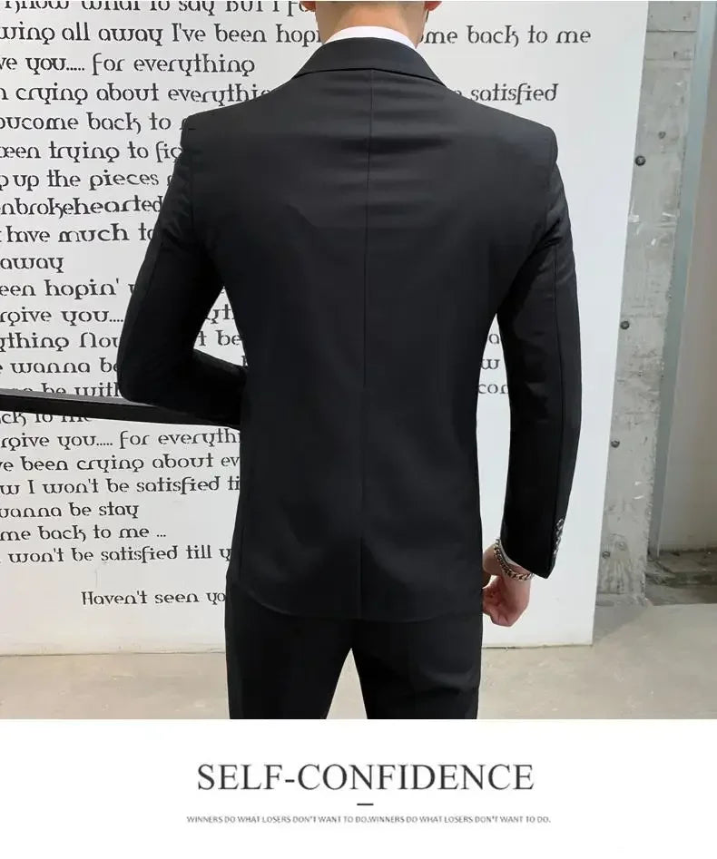 Men's Suit (Blazer+ Vest + Pants)™ Solid Color Casual Slim-fit Suit