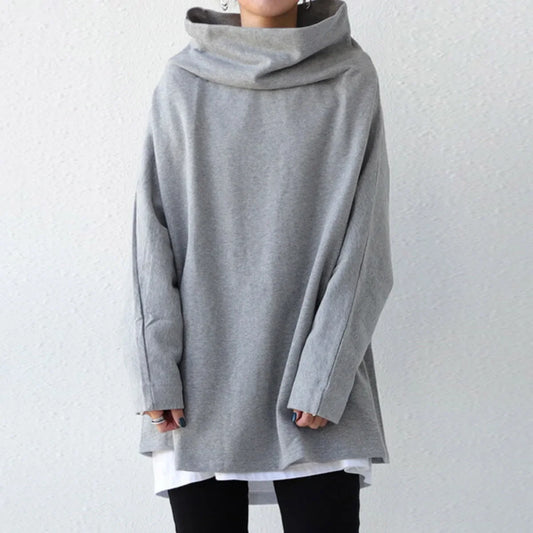 Women's Long Sleeve Casual Tops™ High-Neck Loose Oversize T-Shirt