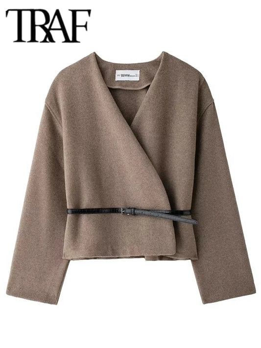 Women's Jacket™  Comfortable Short Belt Casual Long Sleeve Coat