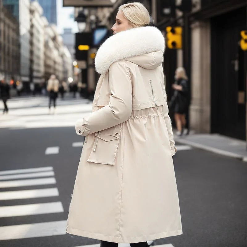 Women's Parkas Coat™ Thick Pinch Cotton Detachable Inner Tank Long Over Knee Coat