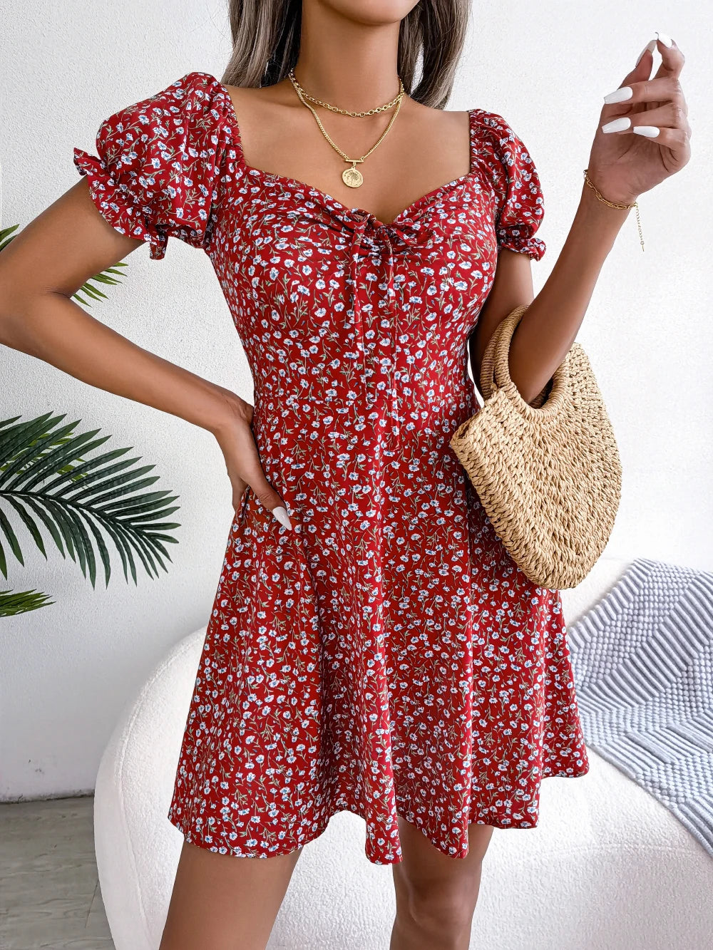 Women's Casual Ruffles Dress™ Short Sleeve Floral Print A Line Dress