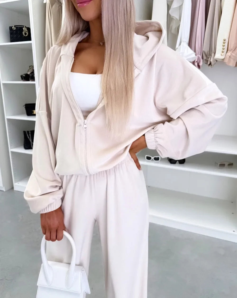 Women's  Casual Outfit™ Zipper Hooded Cardigan + Wide Leg Pants Two Piece Set
