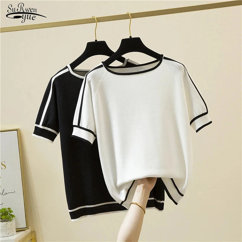 Women's Short Sleeve T-Shirt™ Summer Thin Knitted T-Shirt