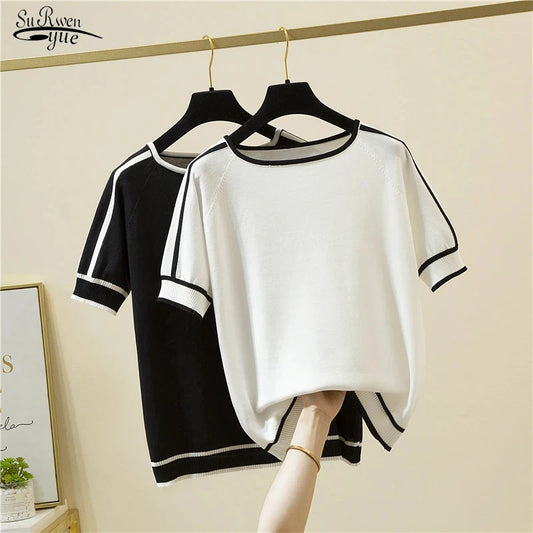 Women's Short Sleeve T-Shirt™ Summer Thin Knitted T-Shirt
