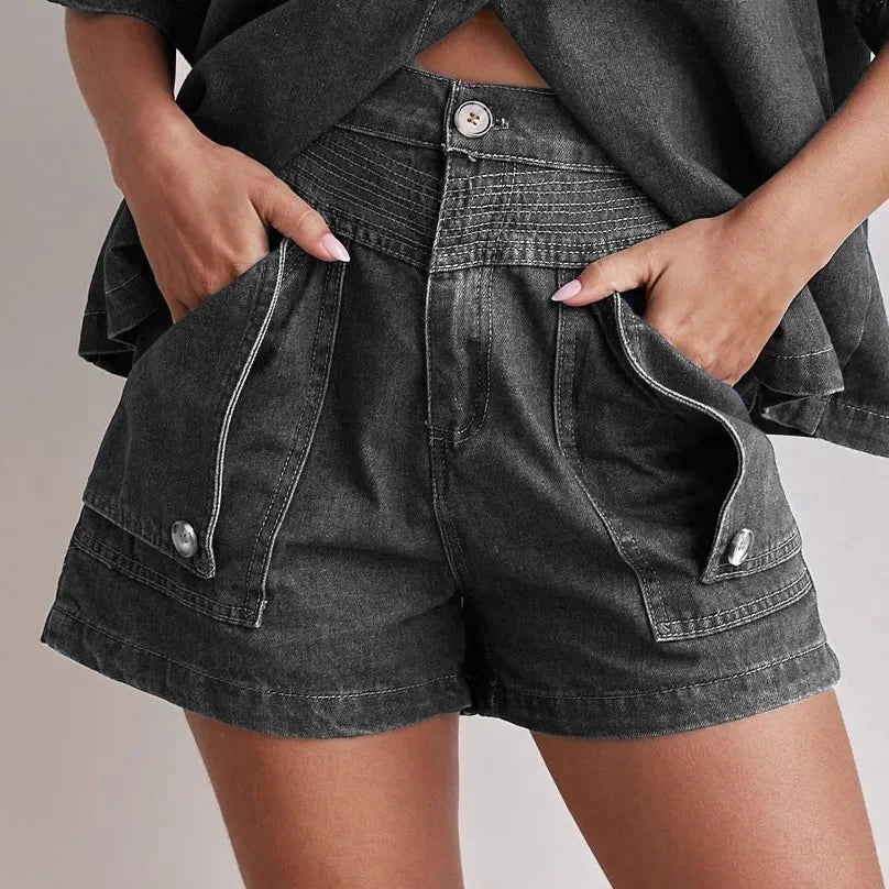 Women's Cross-Border Summer Suit™ Casual Vintage Loose-Fit Denim Shorts Suit