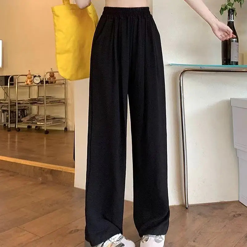 Women's Pants™ Ice Silk Wide-Leg High-Waisted Straight Draped Anti-Wrinkle Casual Pants