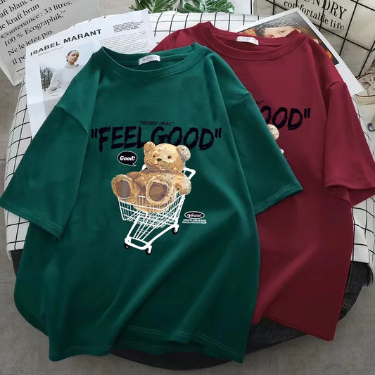 Women's Cartoon Bear Short Sleeve T-shirt™ Loose Korean Style T-Shirt