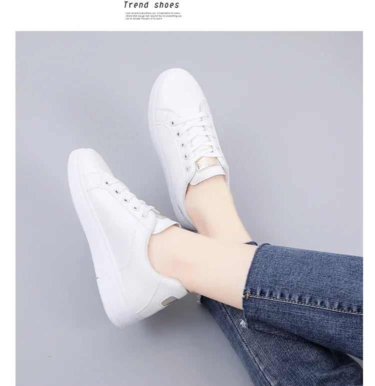 Women's Pu Casual Shoes™ White Breathable Flower Lace-Up Sneakers