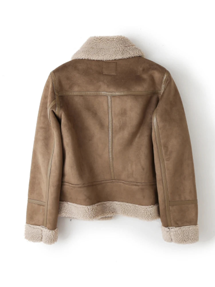 ZACK RAIN Women's Jacket™ Vintage Fur Integrated Lapel Long Sleeves Jackets