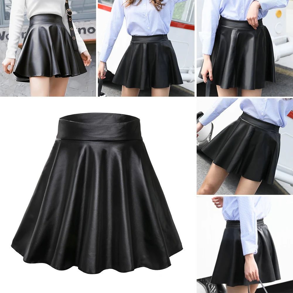 Women's Faux Leather Skirts™ High Waist Elastic Short Skirt