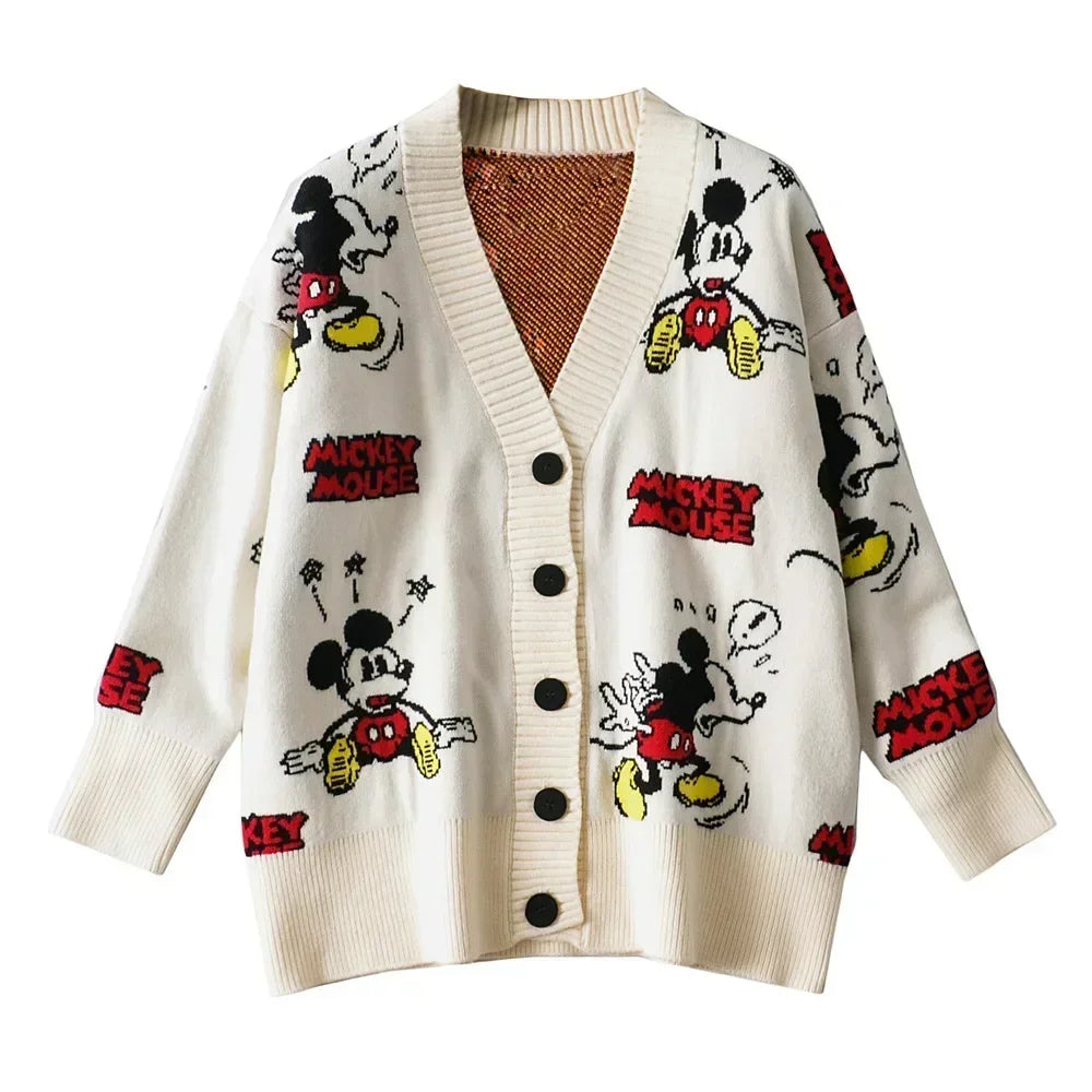Women's Disney Knitted Cardigan™ Donald Cartoon Loose Wild Thicken Kawaii Sweater
