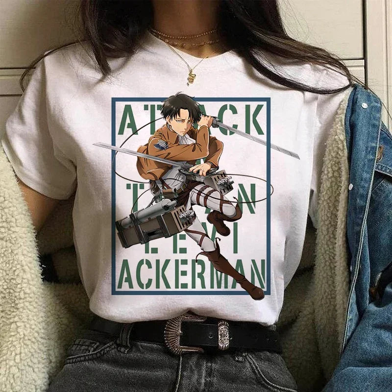 Women's T shirt™ Levi Ackerman Attack On Titan Anime Comics Japanese Graphic Cartoon Streetwear Tops