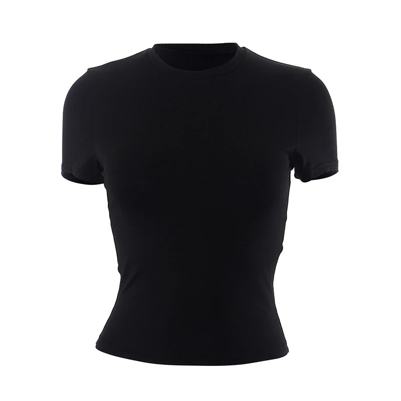 Women's Short Sleeve T-Shirt™ Solid Simple Casual Soft All-Match Basic Crop Tops