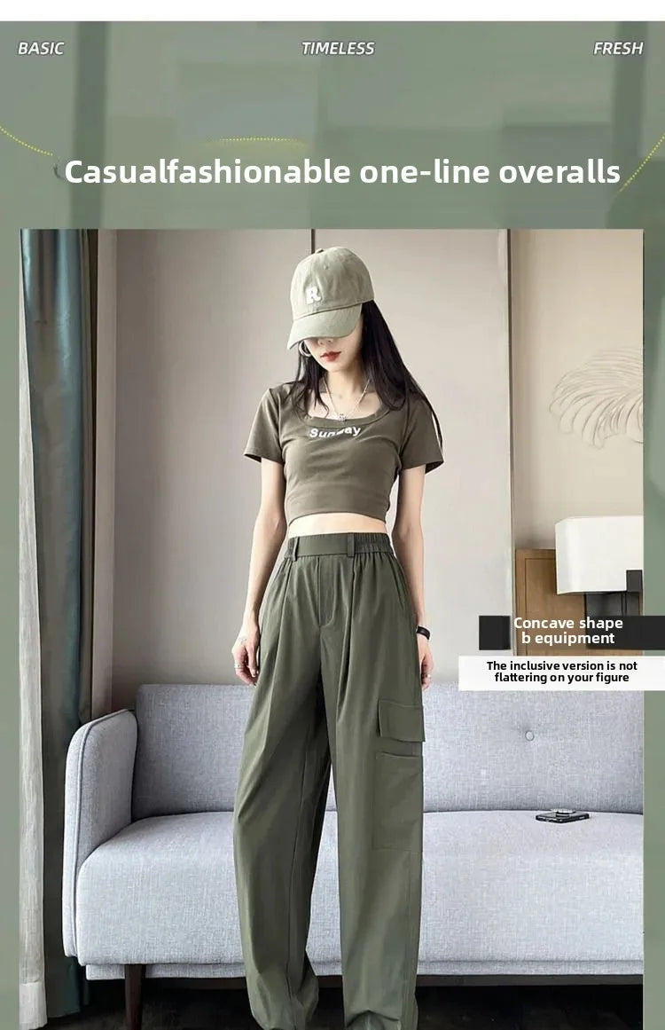 Women's Thin High Waist Cargo Pants™ Long Drapey Quick Dry Trousers