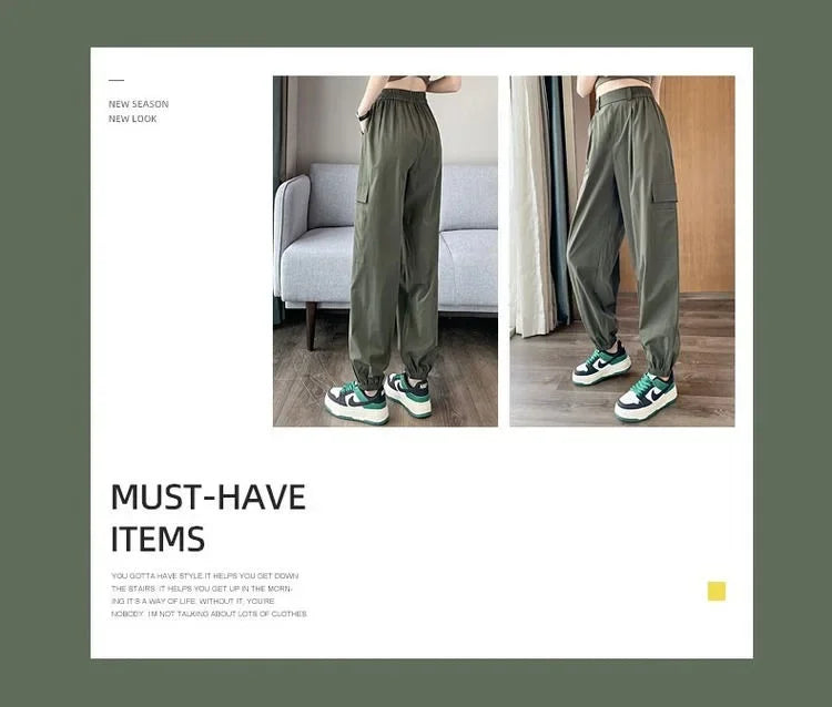 Women's Thin High Waist Cargo Pants™ Long Drapey Quick Dry Trousers