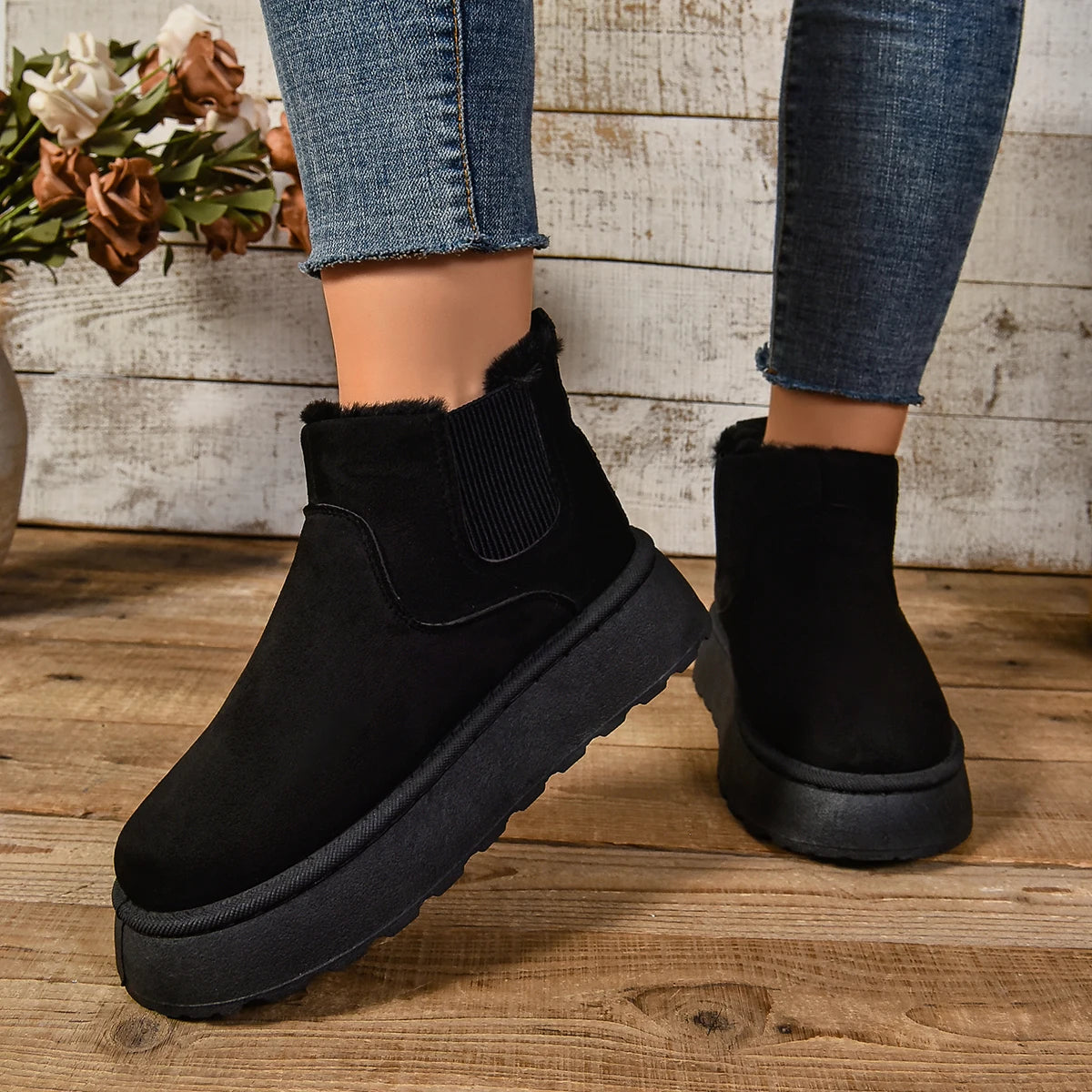Women's Winter Short Plush Boots™ Warm Snow Suede Fur Chelsea Ankle Boots
