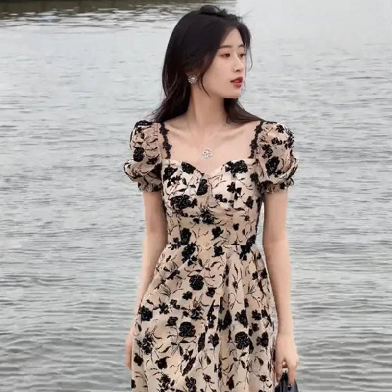 Women's Bubble Sleeve Dresses™ French Hepburn Style Floral Dresses