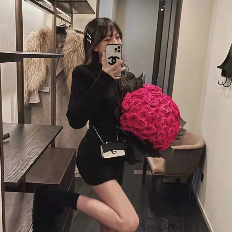 Women's Two Piece of Pullover™ Autumn/Winter Knitted Short Sweater and Skirt