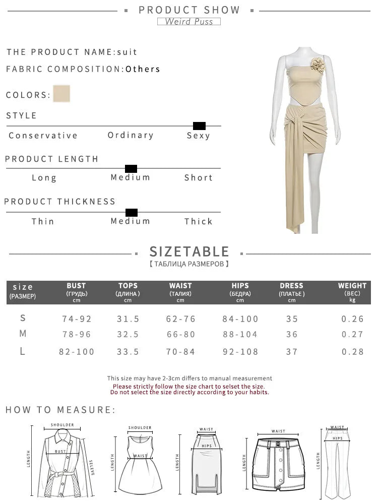 Women 2 Piece Set™ Y2K Summer Flowers Strapless Tops & Skirt