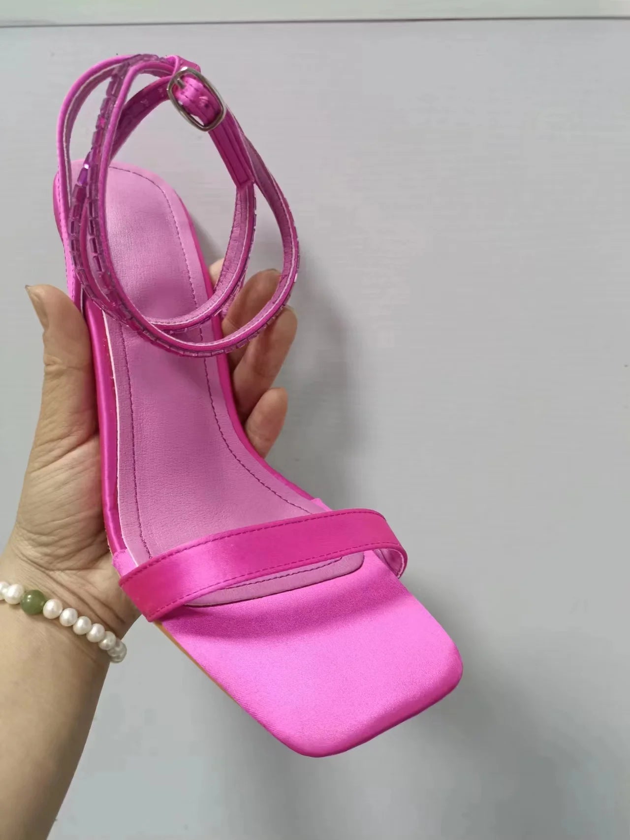 Women's Sparkly Stacked Crystal Heel Sandals™ Thin Embellished Ankle Straps High Heels