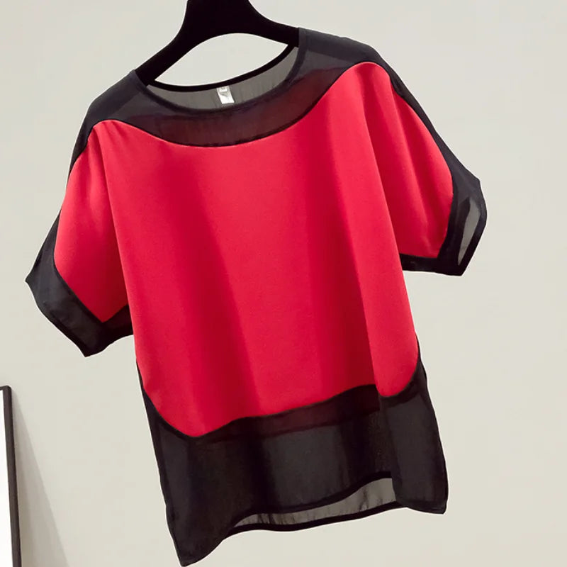 Women's Summer T-Shirt™ Loose Solid Short O-Neck Batwing Sleeve Blouses Shirt