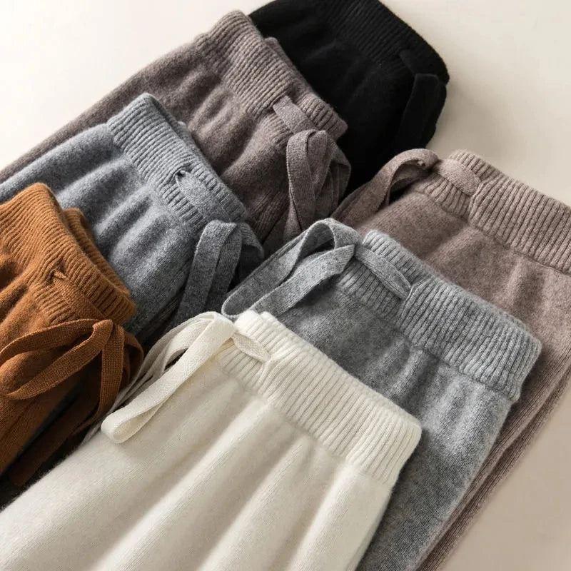 Women's Knitted Elastic High Waist Pants™ Straight Ankle-Length Soft Pants