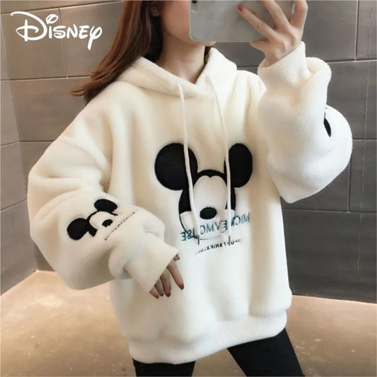 Disney Mickey Minnie Mouse Women's Hoodies™ Winter Velvet  Pullover