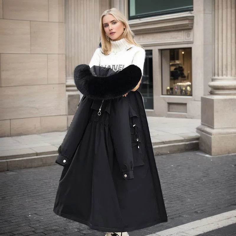 Women's Parkas Coat™ Thick Pinch Cotton Detachable Inner Tank Long Over Knee Coat
